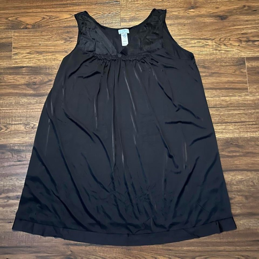 Vanity Fair Vintage‎ Black Satin Slip Dress XL Nightgown Lingerie Minimalist Y2K
